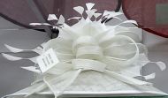 Feather Bowknot Formal White Hat