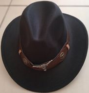 Buckle Belt Felt Cowboy Hat Black