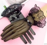 Fishnet Lace Black Gloves 10 Pack