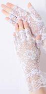 Lace White Fingerless Gloves 10 Pack