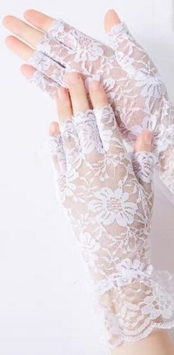 Lace White Fingerless Gloves 10 Pack