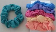 Colourful 6 Plain Hair Scrunchies 